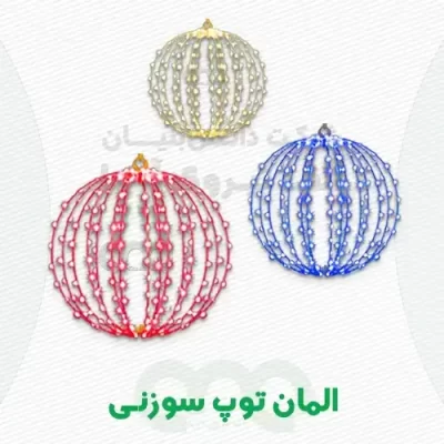 خرید و قیمت المان گوی یا توپ ریسه سوزنی در ابعاد و قطرهای 40 و 60 و 80 سانتی با رنگهای طلایی و سفید، قرمز، صورتی، آبی و سبز تولیدی در شرکت آلفا نیرو